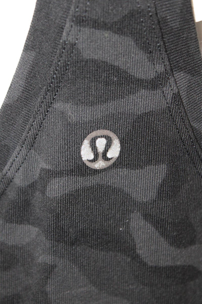 Lululemon Womens Black Camouflage Basic Tank Nylon Round Neck Size 10