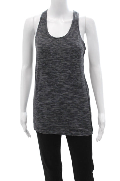 Lululemon Women Striped Dark Gray Nylon Sleeveless Round Neck Tank Size 10