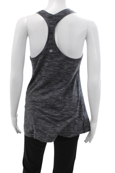 Lululemon Women Striped Dark Gray Nylon Sleeveless Round Neck Tank Size 10