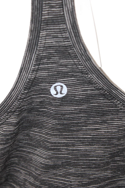 Lululemon Women Striped Dark Gray Nylon Sleeveless Round Neck Tank Size 10