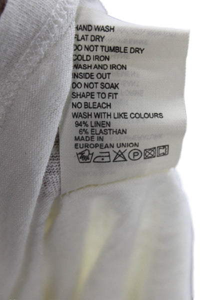 Majestic Paris Women Basic Sleeveless White Linen Blend Round Neck Tank Size 3