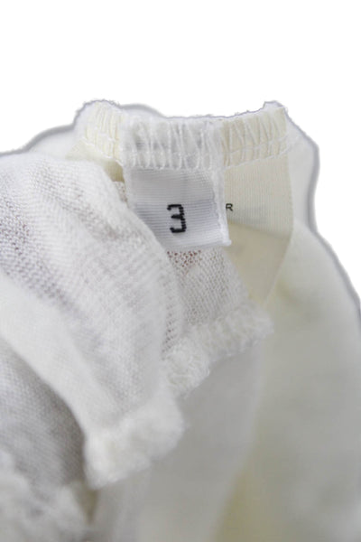Majestic Paris Women Basic Sleeveless White Linen Blend Round Neck Tank Size 3