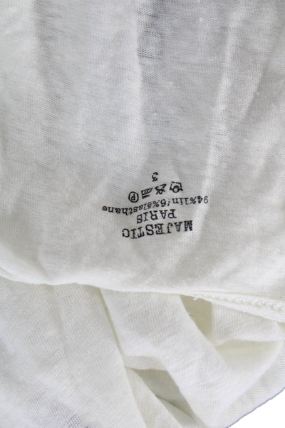 Majestic Paris Women Basic Sleeveless White Linen Blend Round Neck Tank Size 3