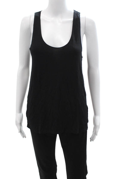 Joie Women Black Basic Sleeveless Tank Round Neck Viscose Elastane Size M