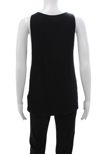 Joie Women Black Basic Sleeveless Tank Round Neck Viscose Elastane Size M