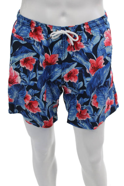 Bloomingdales The Mens Store Mens Floral Navy Drawstring Shorts Size M