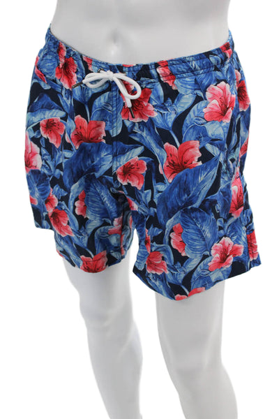 Bloomingdales The Mens Store Mens Floral Navy Drawstring Shorts Size M