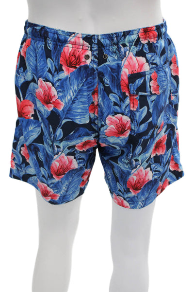 Bloomingdales The Mens Store Mens Floral Navy Drawstring Shorts Size M