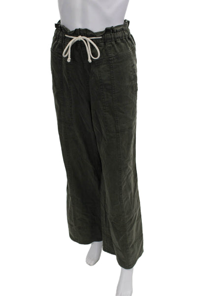 Splendid Women Cargo Jogger Pants Army Green Button Size M