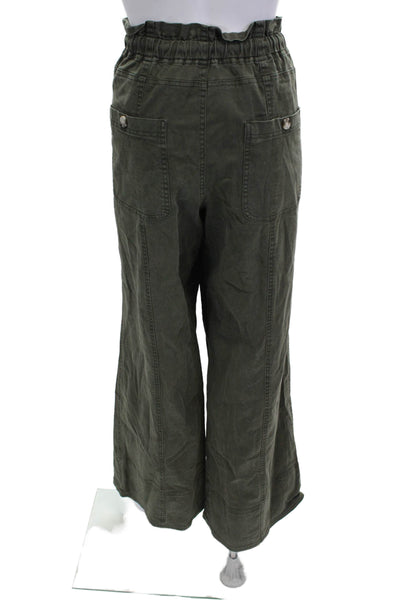 Splendid Women Cargo Jogger Pants Army Green Button Size M