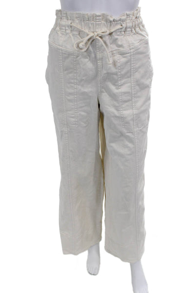 Splendid Women Cropped Paperbag Pants White Size M