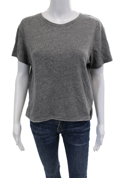 Nation LTD Womens Cropped Basic Gray Crew Neck Short Sleeve T-Shirt Size S