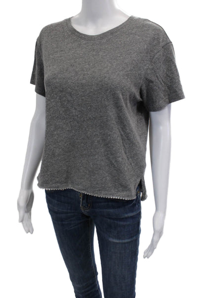 Nation LTD Womens Cropped Basic Gray Crew Neck Short Sleeve T-Shirt Size S