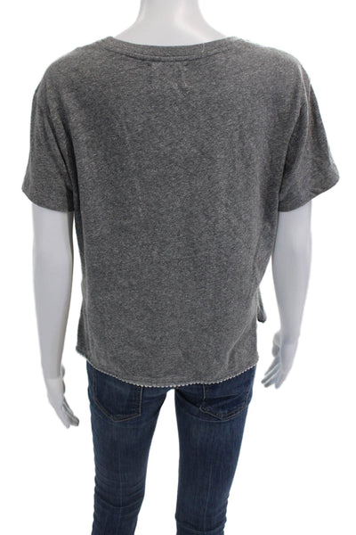 Nation LTD Womens Cropped Basic Gray Crew Neck Short Sleeve T-Shirt Size S
