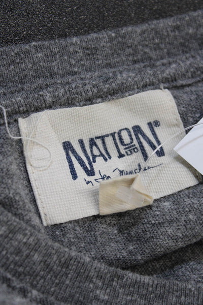 Nation LTD Womens Cropped Basic Gray Crew Neck Short Sleeve T-Shirt Size S