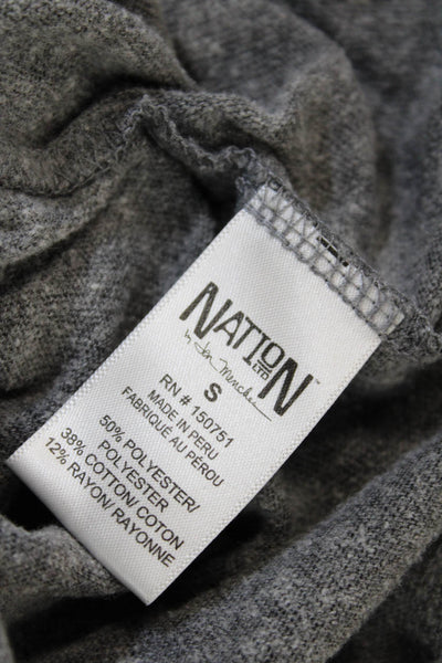Nation LTD Womens Cropped Basic Gray Crew Neck Short Sleeve T-Shirt Size S