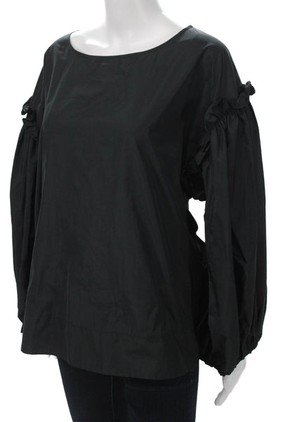 Igor Women Gothic Black Long Sleeve Round Neck Polyester Blouse Size L