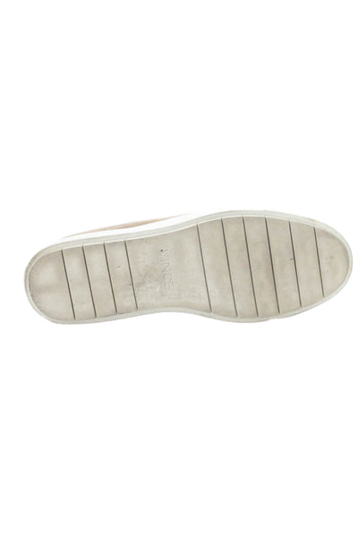 Vince Womens Leather Round Toe Pull On High Top Sneakers Beige Size 7.5