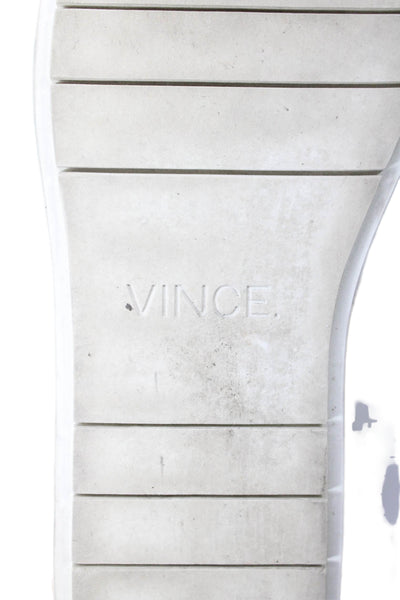 Vince Womens Leather Round Toe Pull On High Top Sneakers Beige Size 7.5