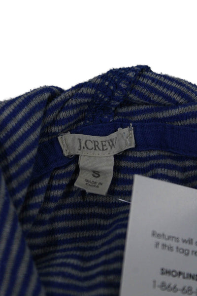 J Crew Womens Pullover Hoodie Blue Striped Cotton Drawstring Long Sleeve Size S