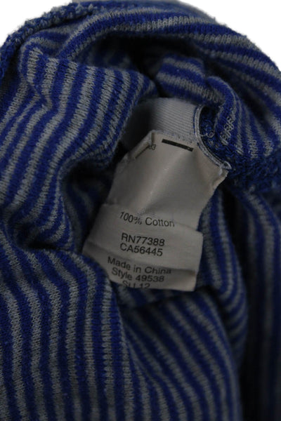 J Crew Womens Pullover Hoodie Blue Striped Cotton Drawstring Long Sleeve Size S
