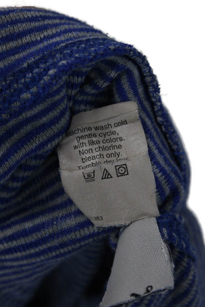 J Crew Womens Pullover Hoodie Blue Striped Cotton Drawstring Long Sleeve Size S