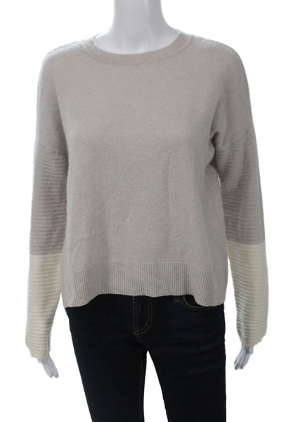 Duffy Women Gray 100% Cashmere Crew Neck Pullover Sweater Size XS