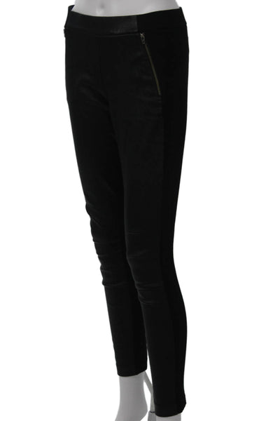 J Crew Women Ankle Jeggings Biker Leather Zip Black Size 2