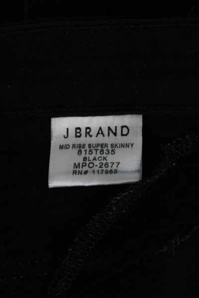 J Brand Womens Jegging Black Cotton Button 30in Size 25