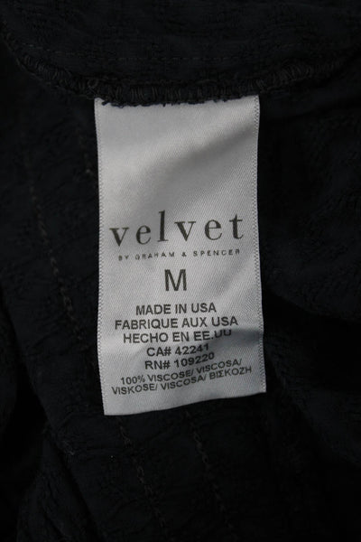 Velvet Womens Ankle Cropped Pants Black Argyle Viscose Size M