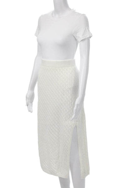 Aqua Womens Straight Pencil Midi Cotton White Skirt Size L