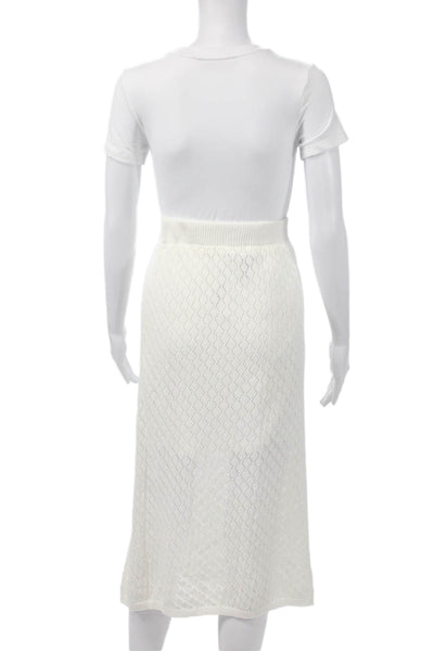Aqua Womens Straight Pencil Midi Cotton White Skirt Size L