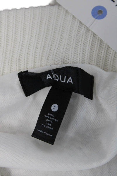 Aqua Womens Straight Pencil Midi Cotton White Skirt Size L