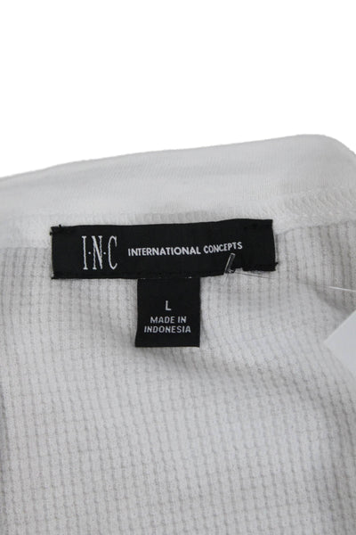 INC International Concepts Womens White Basic Tank Sleeveless Round Neck Size L