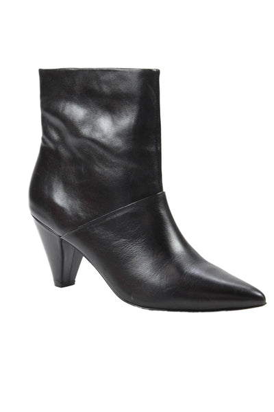 Faryl Robin Womens Textured Zip Pointed Toe Heel Booties Black Size 9
