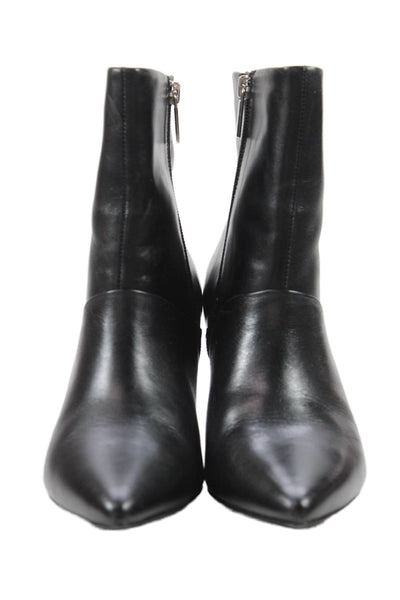 Faryl Robin Womens Textured Zip Pointed Toe Heel Booties Black Size 9