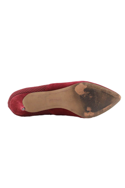 Steven Women's Pointed Toe Suede Kitten Heels Ankle Boots Burgundy Size 9.5