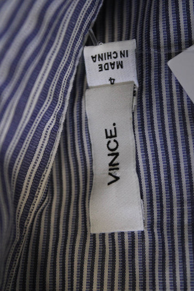 Vince Mens Blue Cotton Point Collar Striped Long Sleeve Button Up Shirt Size 4