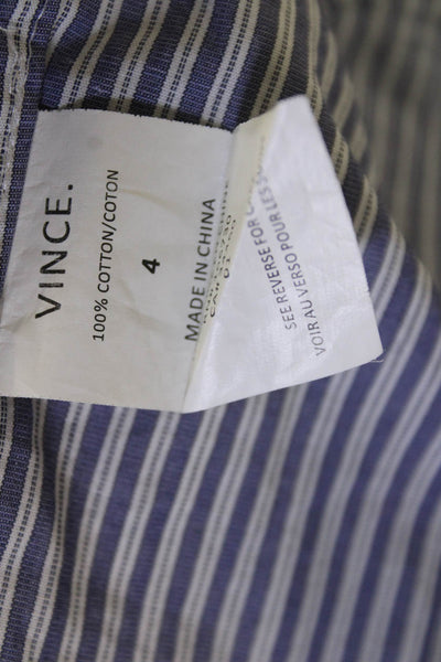 Vince Mens Blue Cotton Point Collar Striped Long Sleeve Button Up Shirt Size 4