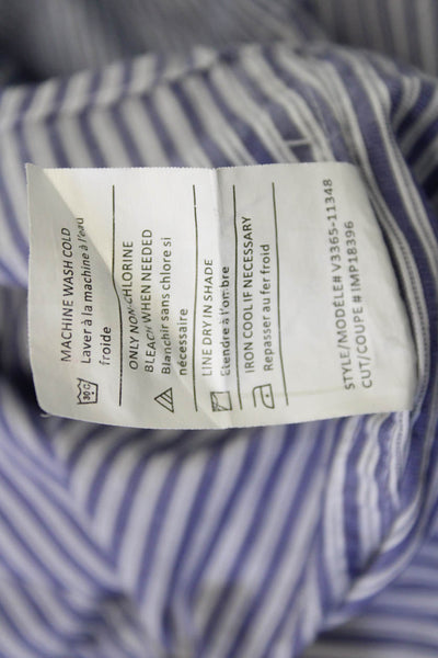 Vince Mens Blue Cotton Point Collar Striped Long Sleeve Button Up Shirt Size 4