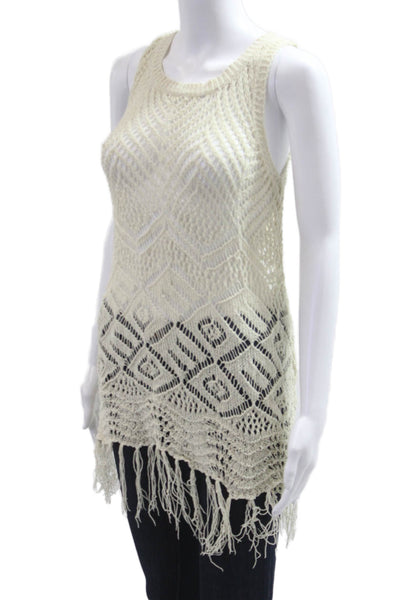 Allison Women Bohemian Geometric Sleeveless Tunic Beige Polyester Size S