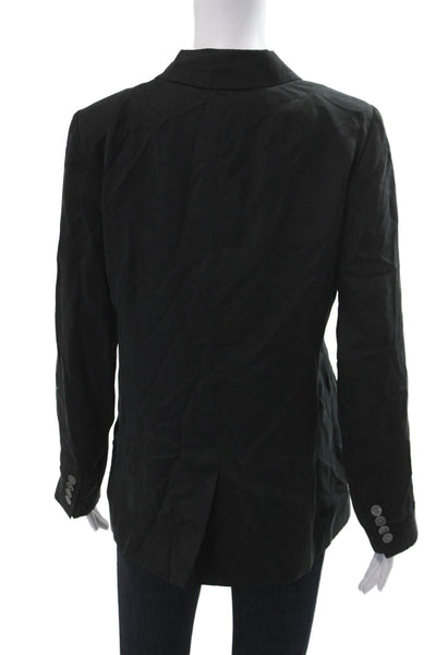 J Crew Womens Black V Neck Long Sleeve Blazer Cupro Viscose Size 4