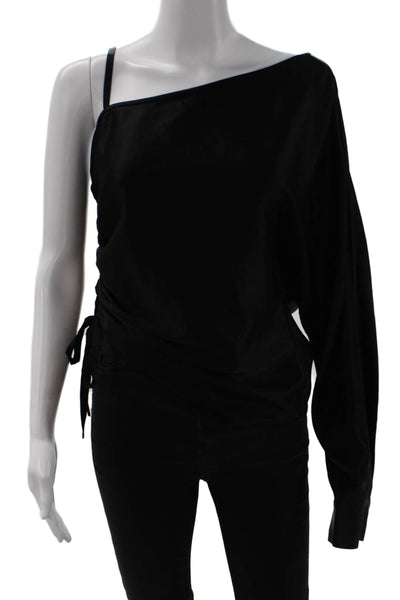 T Alexander Wang Womens Black Long Sleeve Blouse Designer Size 2