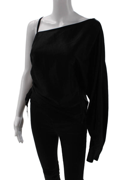 T Alexander Wang Womens Black Long Sleeve Blouse Designer Size 2
