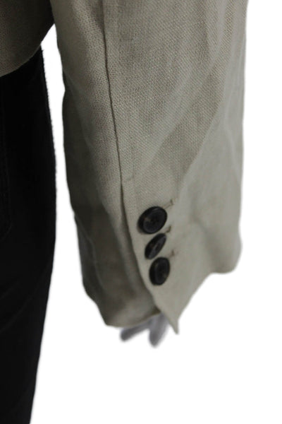 Massimo Dutti Womens Beige Cotton V Neck Button Blazer Long Sleeve Size 6
