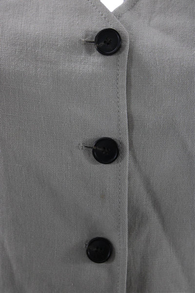 Massimo Dutti Womens Beige Cotton V Neck Button Blazer Long Sleeve Size 6