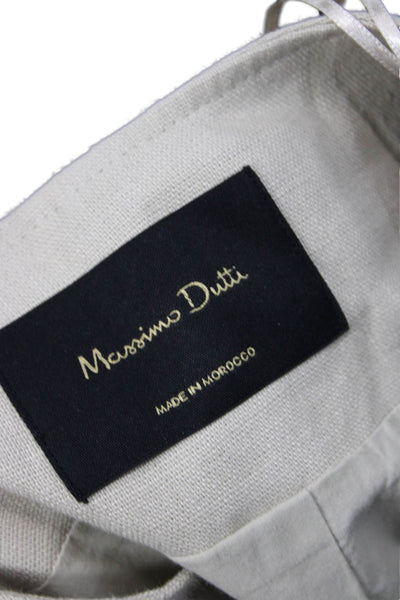 Massimo Dutti Womens Beige Cotton V Neck Button Blazer Long Sleeve Size 6
