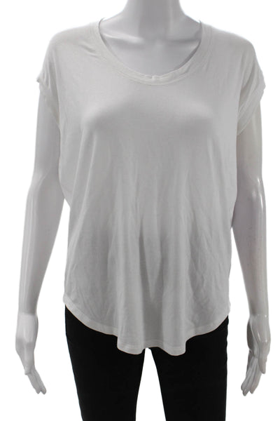 Athleta Women Sleeveless Basic T-Shirt White Modal Polyester Spandex Size S