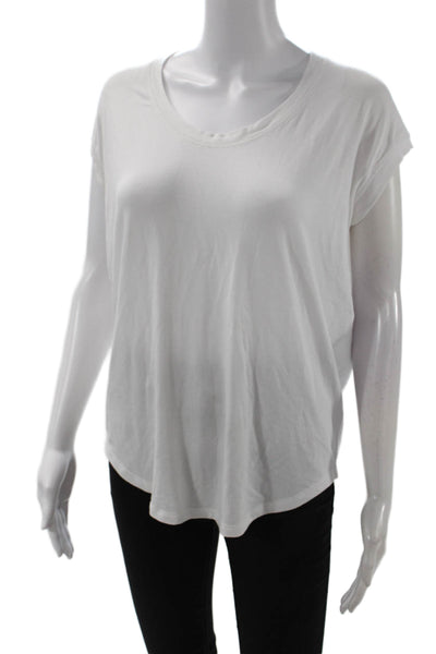 Athleta Women Sleeveless Basic T-Shirt White Modal Polyester Spandex Size S