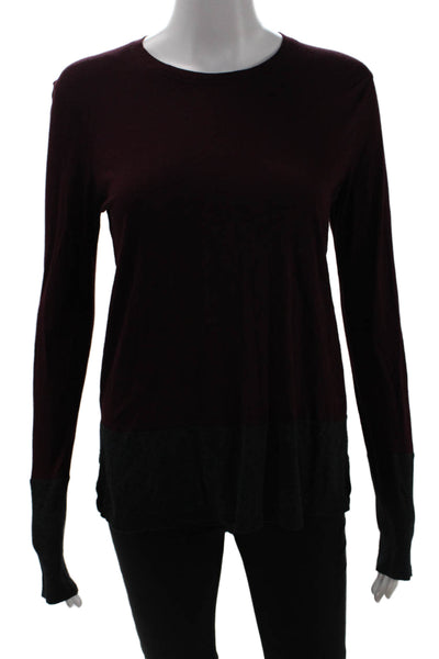 Vince Womens Basic Dark Gray Cotton Round Neck Long Sleeve T-Shirt Size S